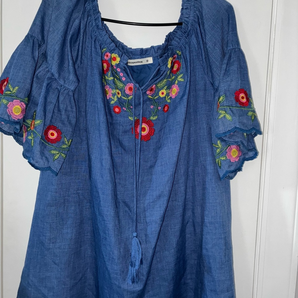 The Impeccable Pig Blue Floral Embroidered Bohemian